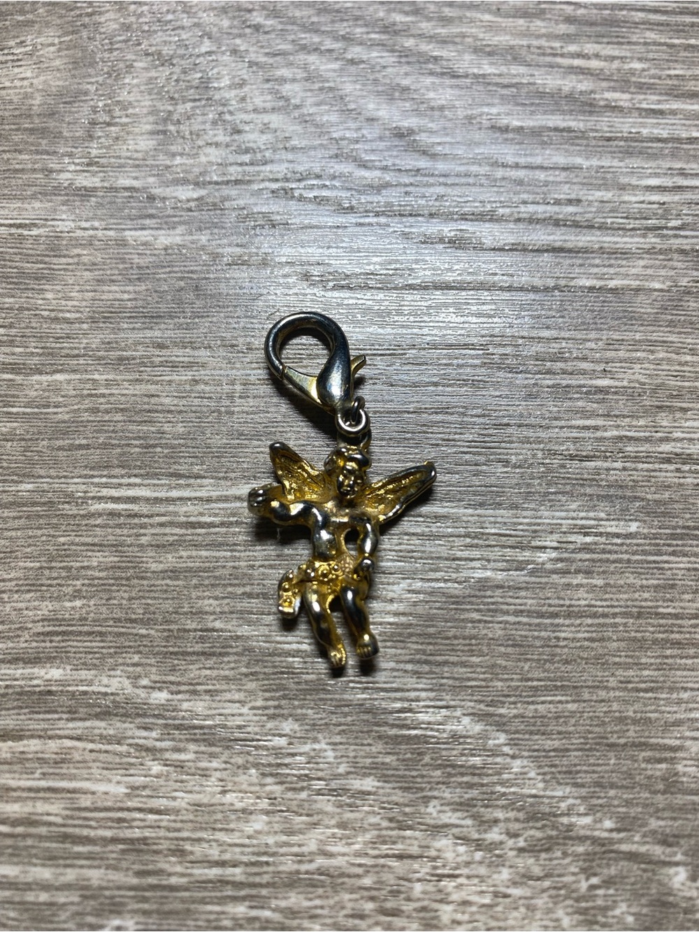 Vintage Keychain Charm Original CHERUB Angel Key Ring Gold Silver Tone
